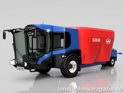 Bild: Für größere Betriebe mit Beladetechnik stellt SILOKING die elektrisch betriebenen Futtermischwagen eTruck 2012 mit 12 bis 20 m³ Behältervolumen vor.