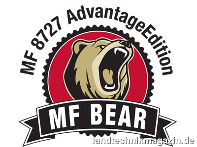 Bild: Massey Ferguson erklärt, dass das Sondermodell Bear – MF 8727 AdvantageEdition ein 3-Jahres-, respektive 3.000-h-Gewährleistungsprogramm inklusive beinhaltet und das aktuell branchenführende Finanzierungsprogramm bietet.