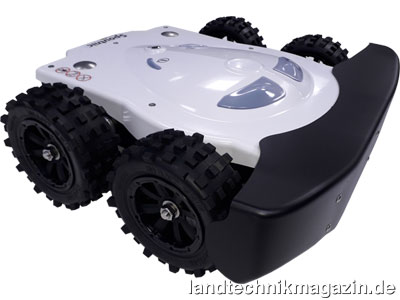 Bild: Der Tibot Spoutnic Geflügelroboter wiegt 12 kg, ist 18 cm hoch eine Akkuladung hält 10 bis 12 Stunden.