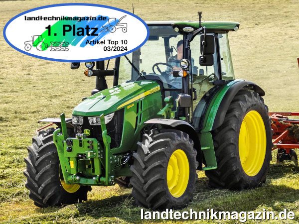 lDie neuen John Deere 5M Traktoren belegten im März 2024 den ersten Platz in den landtechnikmagazin.de Artikel Top 10.