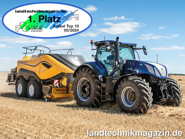 lDer neue New Holland T7.340 HD mit PLM Intelligence belegte im Mai 2024 den ersten Platz in den landtechnikmagazin.de Artikel Top 10.