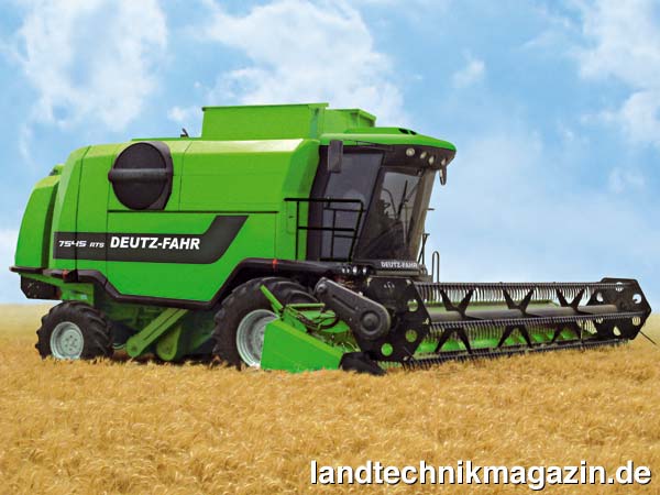 lMit den zwei neuen Mähdreschern Deutz-Fahr 7535 RTS und 7545 RTS gibt es erstmals einen einen Rotormähdrescher von Deutz-Fahr. Ausgestattet mit den Deutz-Fahr Schneidwerken mit Arbeitsbreiten von 5,40 m bis 7,20 m ergänzen die 75er RTS Modelle das nunmehr 13 Modelle umfassende Mähdrescherprogramm des Herstellers. Die neuen Rotormähdrescher sind mit den modernen 6-Zylinder Deutz-Turbodiesel-Motoren vom Typ TCD 2013 mit 366 PS (269 kW) bzw. TCD 2015 (V6) mit 450 PS (331 kW) Leistung ausgestattet. Beide Modelle verfügen serienmäßig über Allradantrieb.