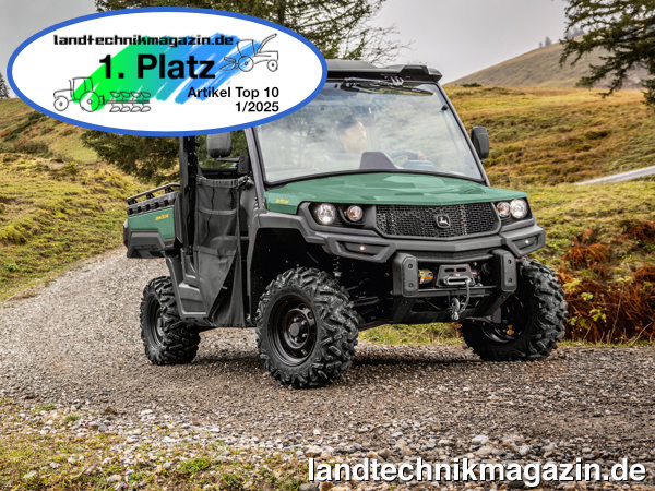 lDer Bericht über den John Deere Gator XUV 875M belegte im Januar 2025 den ersten Platz in den landtechnikmagazin.de Artikel Top 10.