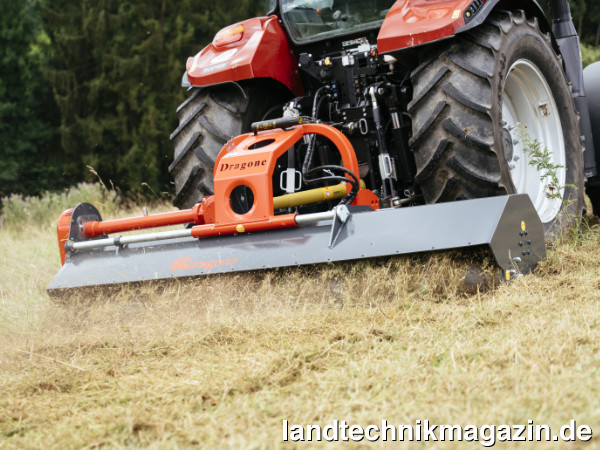 lDie Dragone Mulcher der Serie VL in der Farmers Edition sind mit Arbeitsbreiten von 1.750 mm bis 2.800 mm erhältlich und verfügen über eine hydraulische Seitenverschiebung.