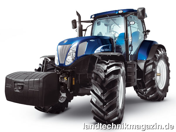 lMit den beiden Sondermodellen „Blue Power“ T7070 Auto Command und „Blue Power“ T7060 Power Command feiert New Holland die zahlreichen Auszeichnungen, die die Traktorenserie T7000 seit ihrer Einführung erhalten hat. Optisch erkennbar sind die Sondermodelle an der auffallend anderen Karosserielackierung, deren einmaliges Blau den Luxussportwagen von Maserati nachempfunden ist, und die sich durch spezielle Silber- und Chromfarbene Akzente auszeichnet.