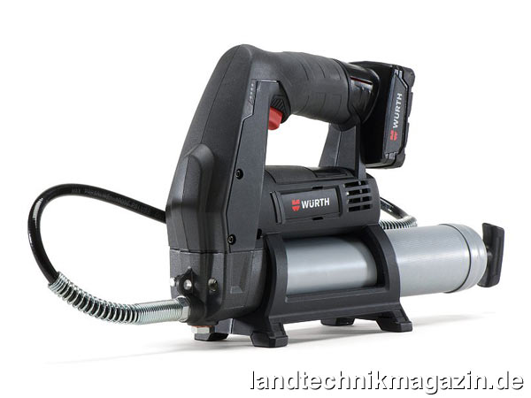lFür eine ergonomische Handhabung und einen bequemen Transport der neuen Akku-Fettpresse von Würth sorgen komfortabel geformte Griffe, eine handliche sowie gezielt ausbalancierte Konstruktion und ein Gewicht von rund 3,3 kg.