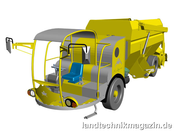 lZur Markteinführung wird die neue Sgariboldi Futtermischwagen-Selbstfahrer Serie 1000 zunächst als Horizontalmischer mit 5 cbm, 7 cbm und 11 cbm Behältervolumen angeboten, wahlweise ohne oder mit Heck-Siloentnahmefräse. Später sollen dann noch Ausführungen mit vertikalem Mischsystem mit ein oder zwei Schnecken und 5- bis 12-cbm-Mischbehälter sowie Paddelmischer mit 11 und 14 cbm Volumen hinzukommen.