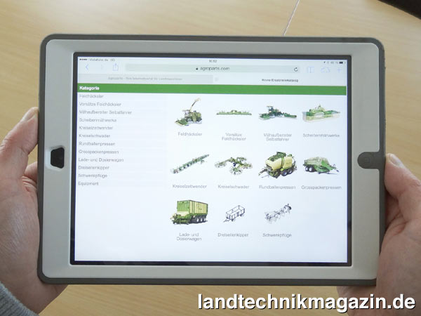 lKrone hat seinen Online-Ersatzteilkatalog überarbeitet. Neuerdings funktioniert er auch auf mobilen Endgeräten wie Tablets und Smartphones.