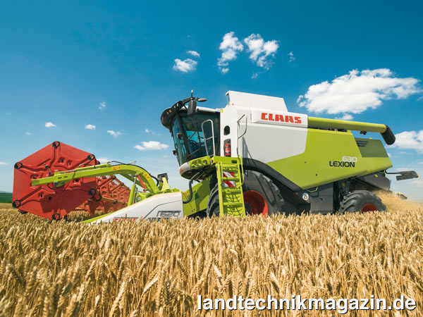 Bild: Die Claas LEXION 620, 630 und 650 Mähdrescher wurden nicht mit DYNAMIC COOLING versehen, sondern verfügen stattdessen über eine planare Kühlerkorbabsaugung.