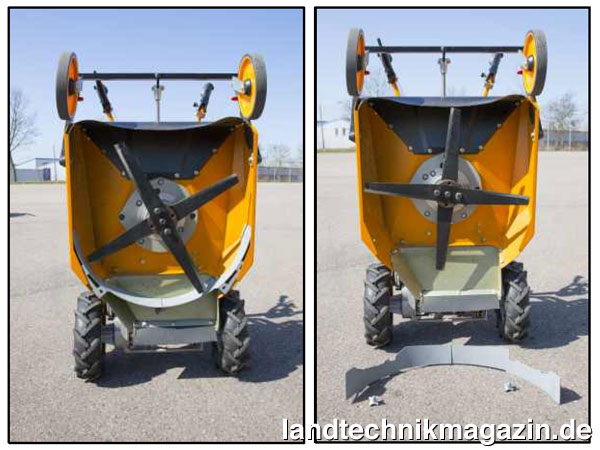 lDas neue Mulchkit (links montiert) erweitert die Einsatzmöglichkeiten des AS-Motor Hochgrasmähers Allmäher AS 63.