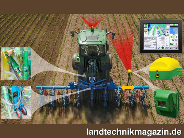 XL-Bild: Innovation Award Agritechnica 2017 Neuheiten Silbermedaille für Traktor-Integrierte Aktive Anbaugerätelenkung mit Infield Automatisierung für Hochleistungshacken – AutoTrac Implement Guidance, John Deere GmbH & Co. KG, Halle 13, Stand E30, Gemeinschaftsentwicklung mit MONOSEM (Frankreich), Halle 11, Stand C54.