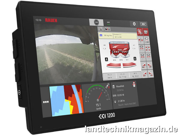 lMit seinem 12,1-Zoll-Widescreen-Display bietet das neue CCI 1200 ISOBUS Terminal des Competence Center ISOBUS e.V. viel Platz für die gleichzeitige Anzeige von mehreren Anwendungen.