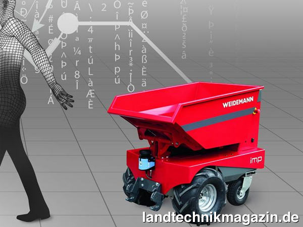 lDie Weidemann Konzeptstudie imp (Intelligent Multifunctional Partner) kann als Verfolger agieren, nachdem die menschliche Silhouette via Sensor eingelesen wurde.