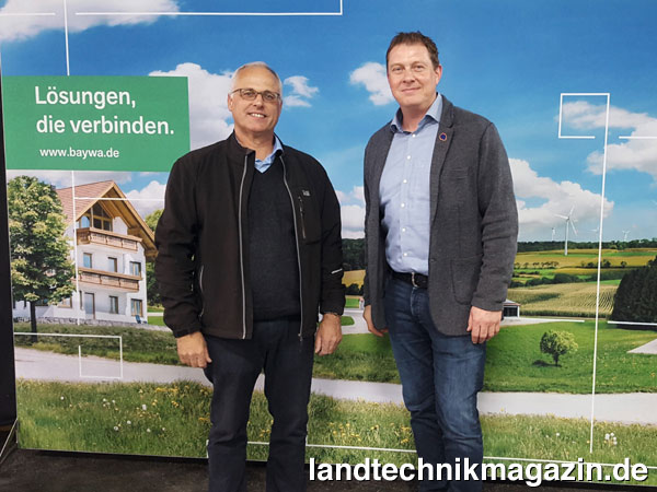 XL-Bild: Die Landwirte Jürgen Rüdt (l.) und Joachim Unger wenden im Rahmen eines langfristigen Projekts Smart-Farming-Lösungen von BayWa und FarmFacts an.