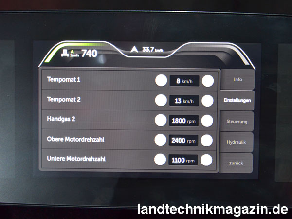 XL-Bild: Die vom neuen Lindner TracLink Smart vorgeschlagenen Einstellungen müssen zwar nicht, können aber auch geändert werden.