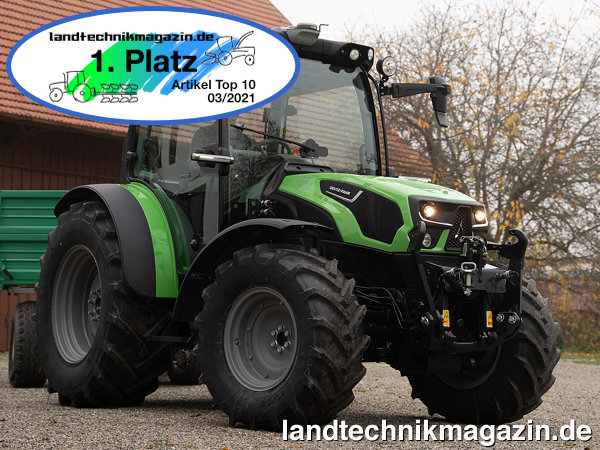 lDie neue Deutz-Fahr Kompaktschlepper-Serie 5D TTV mit Stufenlosgetriebe belegte im März 2021 den ersten Platz in den landtechnikmagazin.de Artikel Top 10.