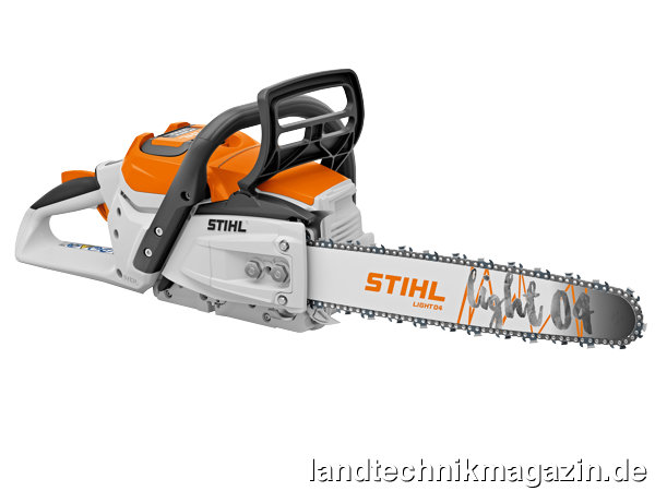 lDie neue Akku-Kettensäge Stihl MSA 300 bietet eine maximale Kettengeschwindigkeit vom 30 m/s und verfügt über eine einstellbare Kettenschmierung.