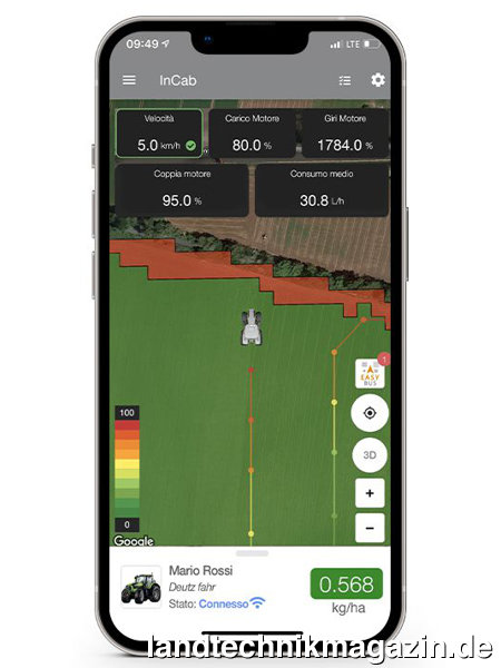 Bild: EIMA 2022 Technical Innovation Contest »Mention«: Same Deutz-Fahr Italia SpA und xFarm Technologies Italia srl, EasyBUS – Universelle und offene mobile Anwendung für die Verwendung von Applikationskartendateien im Feld.
