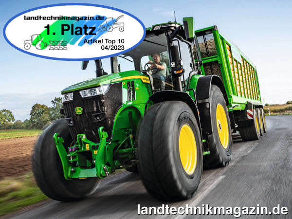 XL-Bild: Die Aktualisierungen bei den John Deere 6R, 7R, 8R und 9R Traktoren belegten im April 2023 den ersten Platz in den landtechnikmagazin.de Artikel Top 10.
